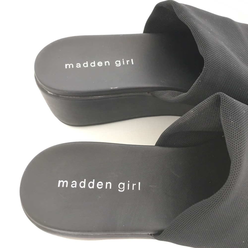 Madden Girl Shelbie Wedge Platform Sandals Black Women’s Size 9 Mule Clogs Y2K - Picture 12 of 16